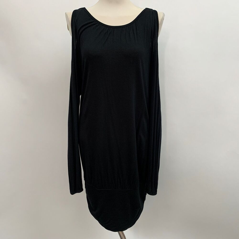 INC International Concepts Women's Dress‎ Medium Black Cold-Shoulder